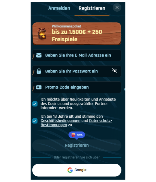 Ringospin Registrierung